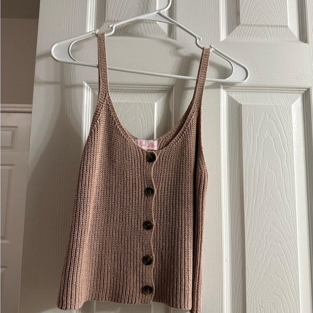 Women's Brown Button-Up Knit Top